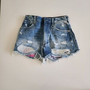 Replay Distressed Denim Shorts Size 25